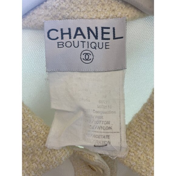 Chanel Womens Ivory Wool & Cotton Textured Button-Up Blazer Jacket Size M - Picture 15 of 16